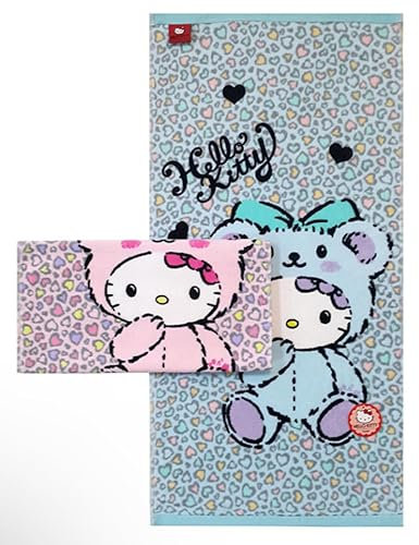 Bandal & Neoul KITTY's Handtücher mit Teddy-Motiv, 2 Stück, Pink & Mintgrün, 38 x 78 cm