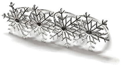 Climple Serviettenringe Set von 4 – Silber Schneeflocke Serviettenringe – Xmas Weihnachten Serviettenring Halter Schnallen für Schneeflocken Dekorationen, Winter, Urlaub, Erntedankfest, Weihnachten