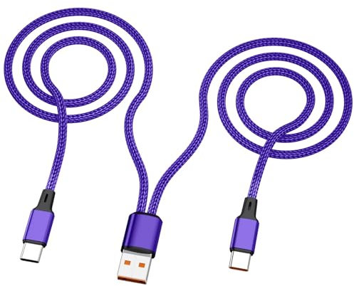 Câble de charge multi-USB C 1,2 m - 2 en 1 - Type C - Double répartiteur 3 A - Chargeur USB C - Câble en nylon - USB A vers double port USB C - Compatible avec iPhone 16/15, iPad, Samsung S24, Google