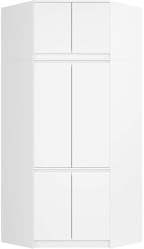AKORD Armario esquinero con altillo S100 Blanco 100 cm con 6 Puertas y 9 estantes Acabado en Blanco 100x50x234 cm