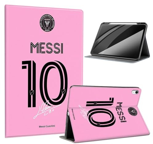 ZERMU Case for iPad (A16) 11th/10th Generation 11''/10.9''(2025/2022), Mess%i #10 Miam-i Soccer Shockproof Magnetic Cover [Auto Sleep/Wake] with Pencil Holder, Multi-Angle Stand, Touch ID Support