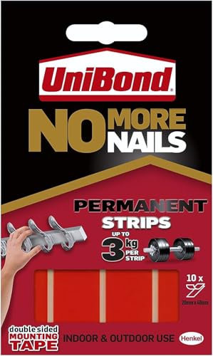 ASA® UniBond No More Nails Permanent Strips - For Fast and Easy Mounting - Double Sided Sticky - Interior and Exterior Use - Waterproof - Adhesive Strips - Pack of 10