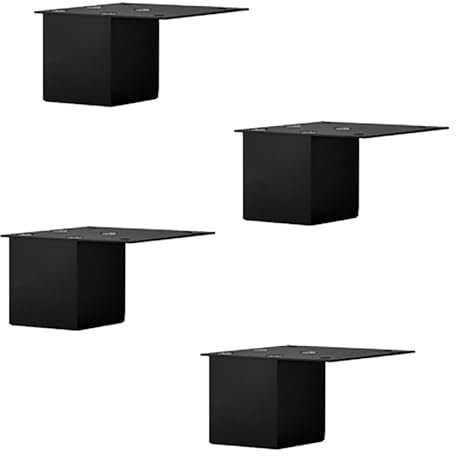 Dwinenixtor Pieds de Table Noir, Réglable Pied de Table Carré Patte de Meubles Aluminum Alloy | Finition en Anodisé Pied Canapé 3-40cm (+18mm) Pieds Support 4 Pièces Metal DIY Patte Canapé