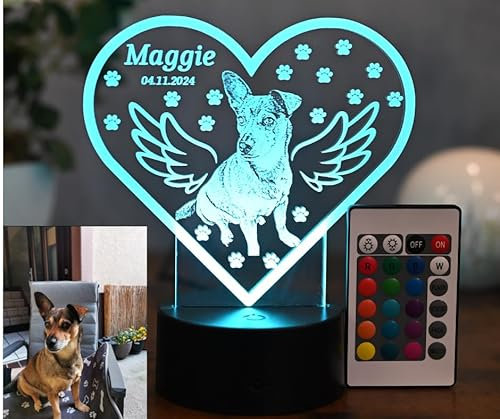 Optechvisual Personalisierte LED-Lampe mit Wunschfoto für Hunde – Individuelles Hundegeschenk – LED Nachtlicht & Deko mit eigenem Hundebild – Geschenkidee für Hundebesitzer