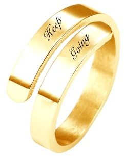 GBTROEY Personalisierte Name Ring für Frauen - benutzerdefinierte Spirale Twist eingraviert Name/Datum Ring, einstellbare offene Wrap Promise Schmuck Geschenk für Hochzeit Engagement