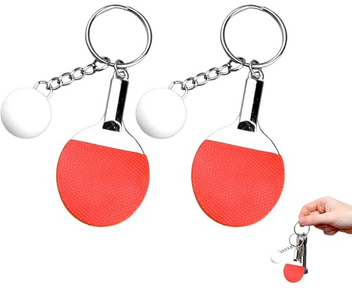 2 Stück Tischtennis Schlüsselanhänger,Mini Tischtennisschläger Metall Anhänger,Tischtennis Zubehör Lustige Schlüsselanhänger,Autoschlüssel Auto Tasche Telefon,Spiel Souvenir Geburtstagsgeschenke