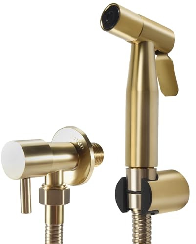 Owaefuqoir BañO Kit de Grifo de Bidé para Inodoro Ducha Rociadora de Bidé Montada en la Pared de Cepillado con VáLvula de