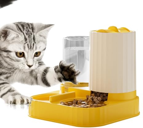 Automatischer Katzenfutterautomat,Großer 2 in 1 Spender,Automatischer Tiernapf Mit Wassernapf | Für Welpe Katze Kleintier Innenbereich Außenbereich Zuhause Wohnung Balkon