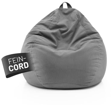 Lumaland Comfort Line Sitzsack Feincord M - 120 L | bequemer Sofa Sessel Cord – ideal zum Pouf | EPS Perlen Bean Bag mit Füllung | Indoor Sitzsessel - waschbar | Liegesack für Erwachsene & Teenager