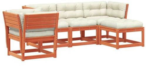 Mhdvray 5-teiliges Garten-Lounge-Set Kiefer massiv Wachsbraun 73 x 73 x 78 cm Latten-Design modulare Couchgarnitur wetterfeste Outdoor Sitzgruppe für Balkon Terrasse und kleine Gärten