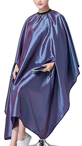 OLizee Hair Cutting Cape with Sleeves, Water-Resistant Salon Barber Cape Gown for Adults, Haircut Hairdressing Apron with Adjustable Neck Closure, 57 x 63 in, (Purple)