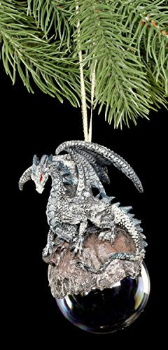 Fantasy Christbaum-Schmuck Drache Checkmate grau | Figur Gothic Weihnachten Kugel Baum Deko