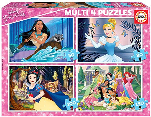 Educa 17637 Multi 4 Disney Princess 50-80-100-150, Spiel