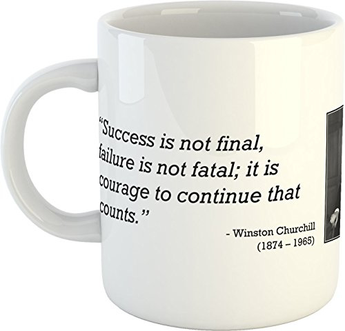 Winston Churchill Quote Mug - Success is not Final, Ceramic - 300ml - Dishwasher and Microwave Safe