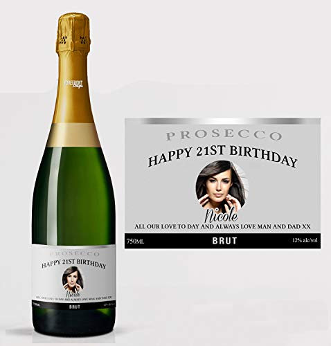 forefrontdesigns Personalised Champagne Photo Label - Custom Champagne Label Bottle Sticker, Perfect for Weddings, Anniversaries, Birthdays & Gifts - Premium Customisable Prosecco Sticker