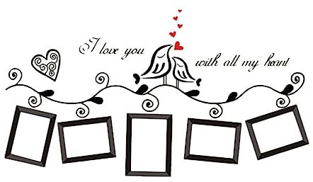 I Love You with Heart Birds Photo Frame Wall Sticker for Living Room Wedding Decoration Home Decor Decal Art