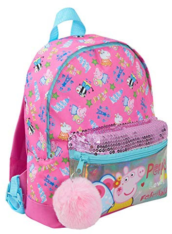 Sac à Dos Peppa Pig Luxe Sequin Sac à Dos Fille Rose École Sac à déjeuner pour Tout-Petits