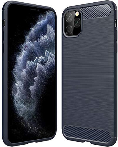 ebestStar - Hülle für iPhone 11 Pro Max, Silikon Handyhülle Cover, Carbon Fiber Texture Schutzhülle, Dunkelblau