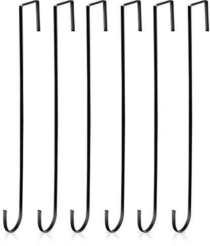 15 Zoll Weihnachtskranz Aufhänger Haken über Tür Metall Haken Praktische Kleidung Handtuch Halter Haken für Weihnachten Haustür Dekoration (Schwarz, 6 Stücke)