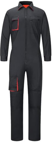 Yukirtiq Tuta da Lavoro Multitasche da Uomo Tuta Intera Meccanico Blu da Lavoro con Zip Doppio Uomo Tuta Lavoro con Elastica in Vita, Nero, M