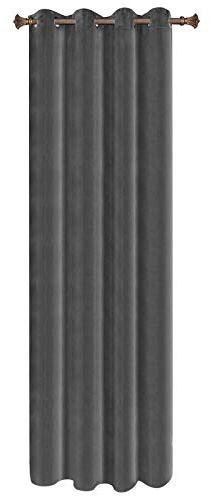 WOLTU 1PC Rideau Occultant avec œillets Rideaux en Velours de 300 g/m² Tombé Lourd de Fenêtre Thermique, 140x270 cm Gris Foncé