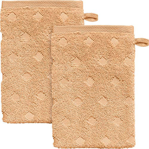 Erwin Müller Walk-Frottier Waschhandschuh 2er-Pack Baden Baden apricot Größe 15x21 cm - extra saugstark, schnell trocknend, samtweich