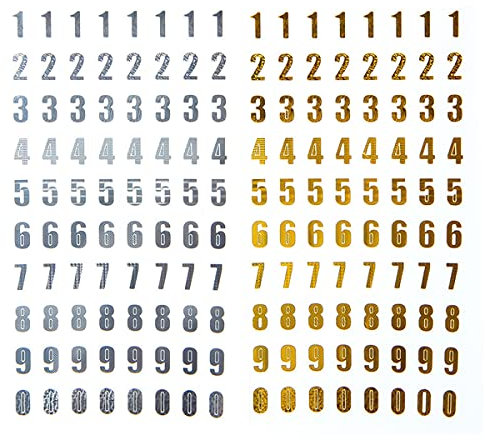 Zahlenaufkleber, 2 Bögen mit Glitzer-Aufkleber, selbstklebende Aufkleber für Bastelverzierung, Gold und Silber