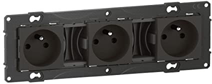 BTicino - Triple prise de courant précâblée Altège 16A avec connexion à bornes automatiques - finition Nuit