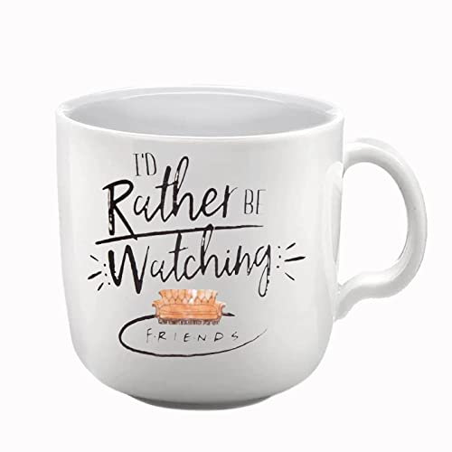 Friends Ceramic Coffee Mug I'd Rather Be Watching with Hot Chocolate Friends TV Show - Dishwasher and Microwave Safe