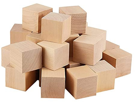 Csirnto 20 Stück Holzwürfel 3x3x3cm Holzwürfel Groß Bastelwürfel Holzbausteine Naturbelassene Unbehandelte Blanko Holzklötze Quadrat Würfel Holz Würfel Holzblock Bausteine Holz