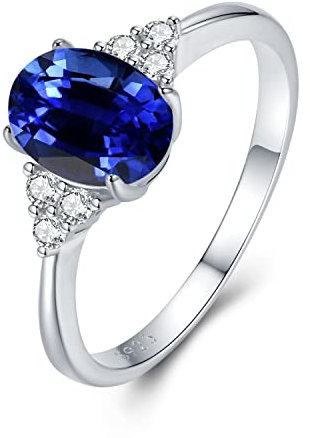 925 Sterling Silber Saphir Ringe für Damen, September Geburtsstein Ringe Blau Ring Verlobungsring Hochzeitsring für Frauen Mädchen Größe 18