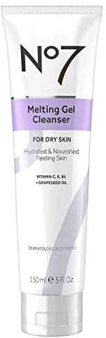 No7 Melting Gel Cleanser - Makeup Remover Balm with Vitamin C + Vitamin E - Hydrating Facial Cleanser for Dry Skin - Skin Balancing Milky Cleansing Balm (150 ml)