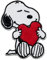 Mono Quick Peanuts Snoopy Herz - Aufnäher, Bügelbild, Aufbügler, Applikationen, Patches, Flicken, zum aufbügeln, Größe: 7,5 x 5,5 cm