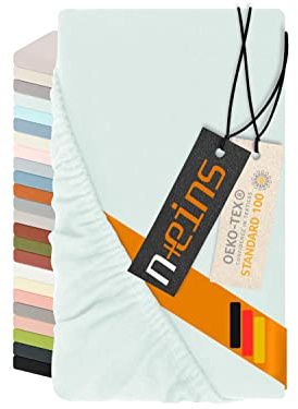 npluseins Feinbiber Spannbettlaken Baumwolle, 90-100 x 200 cm, Pastellblau | made in Germany, angeraute Oberfläche, kuschelweich, wärmend, Öko-Tex Standard 100, Rundumgummi, formstabil, hautfreundlich