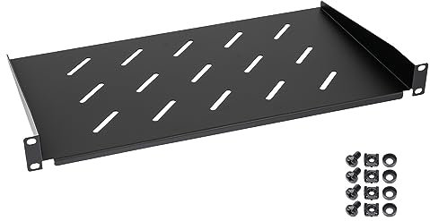 HMF 65499 Fachboden für Serverschrank | 19 Zoll | 1 HE | 250 mm Einbautiefe | Schwarz