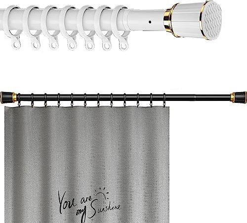 Spannstangen Für Vorhänge 0,4 M - 5 M, Keine Bohrung, Federbelastete Duschvorhangstange, Verstellbare Lange Vorhangstange Für Fenster Oder Dusche, Rostfrei, Rutschfest ( Color : Weiß , Size : 3.1m-4m