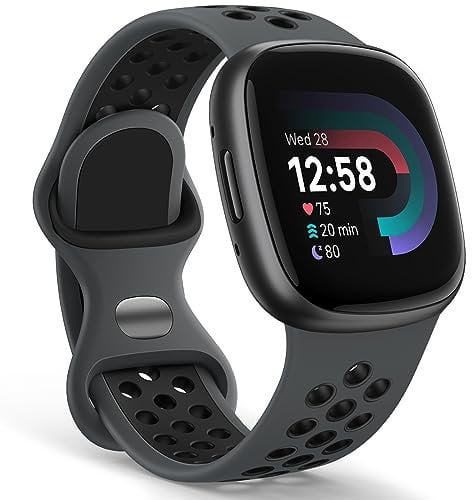Yoohoo Armband Kompatibel mit Fitbit Versa 4 Armband/Fitbit Versa 3 Armband/Fitbit Sense 2 Armband/Fitbit Sense Armband,Silikon Sport Atmungsaktiv Ersatzarmband für Damen Herren