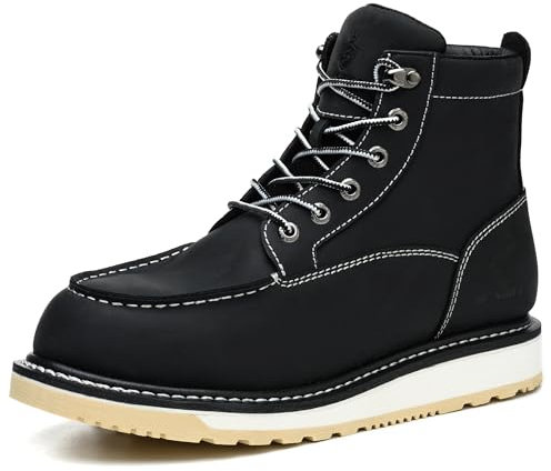 SL-Saint Stivali a mano con punta morbida e impermeabile Good-year-welted 6'' Nero/Marrone (Nero, 42)