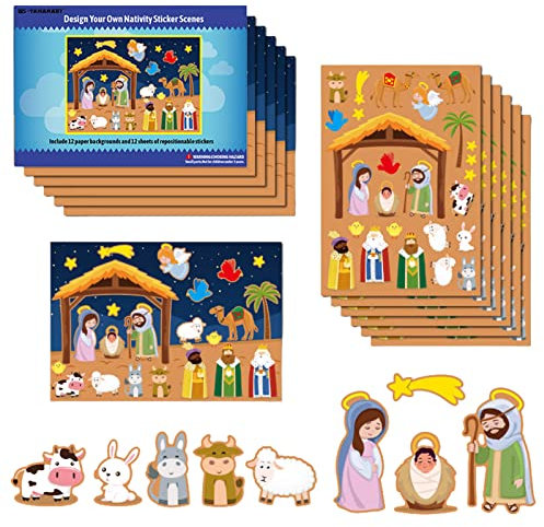 Weihnachtskrippen Aufklebe, Krippenaufkleber, Jesus Geburt Kinder Religiöse Bildung Aufkleber, Machen Sie Einen Krippen Karikatur Aufkleber, Für Kinderdekorationen