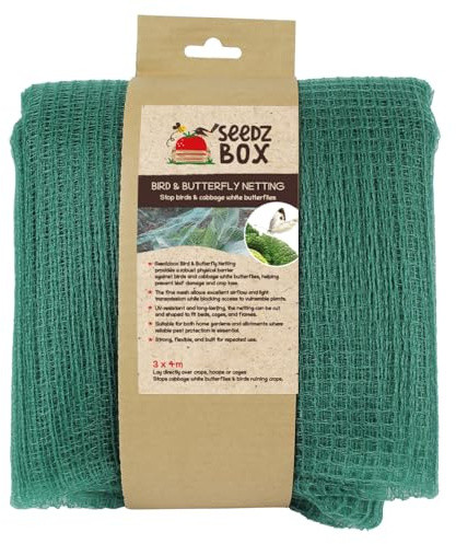 Filet de jardin pour légumes - 3 m x 4 m - 12 m² - Maille 5-7 mm - Protège les choux Brassica des papillons blancs - Filet protège les étangs des feuilles Seedzbox
