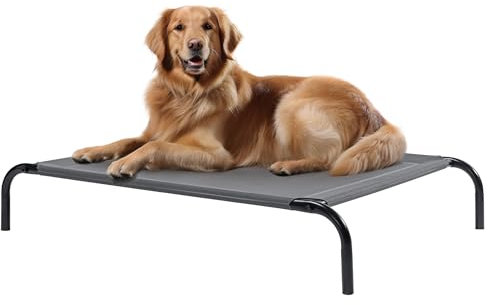 Navaris erhöhtes Hundebett mit Kühlungseffekt 108x80x20cm - Outdoor Hundeliege für mittelgroße und große Hunde - Garten Haustierliege erhöht - Grau