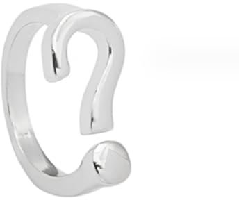 BISONBLUE Ringe Herren Ring Damen Männer Rings Geschenk Kreativer Eröffnungs-Fragezeichen-Ring, personalisierbar, trendiger Unisex-Ring, Zeigefingerring, 7 versilbert