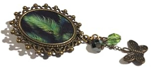 Broche résine feuille laiton resine chaines perles