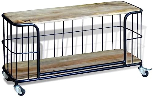QZZCED Meuble TV en bois de manguier massif - 100 x 40 x 45 cm - Pour salon, chambre à coucher
