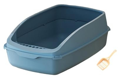 Sharplace Bac à litière pour Chat, Toilettes pour Chat, bac à litière pour Chat, bac à Sable Semi-fermé pour Lapin, Chats d'intérieur, Petits Animaux de, Bleu