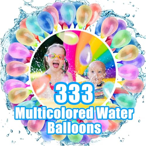 333 Water Balloons for Kids, Water Balloons Self Sealing Quick Easy Fill, Colorful Balloons for Outdoor Activities, Beach, Pool Parties, Family Gatherings, Children Summer Fun, etc