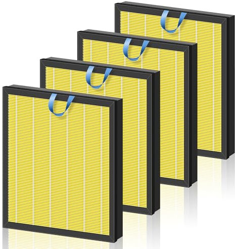 Vital 100S Pet Care Replacement Filter for LEVOIT Vital 100S and Vital 100S-P Air Purifier, H13 True HEPA and High-Efficiency Activated Carbon Filter, Vital 100S-RF-PA, 4 Pack, Yellow
