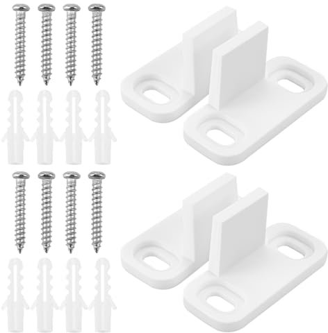 GYOTUU 2 Sets White Barn Door Floor Guides Sliding Door Guide Mounted Hardware Closet Bottom Track for Stop Swing Easy Install Adjustable