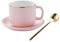 SuperglockT Kaffeetassen Set 280ml Espressotasse mit Untertasse und Löffel Goldrand Keramiktasse Teetasse Nachmittagstasse Geschenk für Frauen Mama Freundin Kollegin (Rosa)