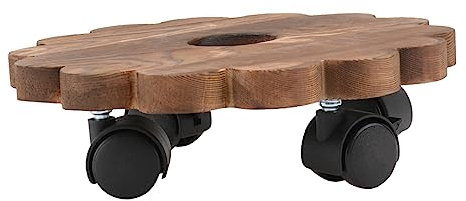 INOOMP 3 Piezas Bandeja para macetas de Madera Maciza Soporte Jardinera Platos para macetas macetero con Ruedas Soporte para Plantas Bandeja de Madera portarrollos bonsái Carro